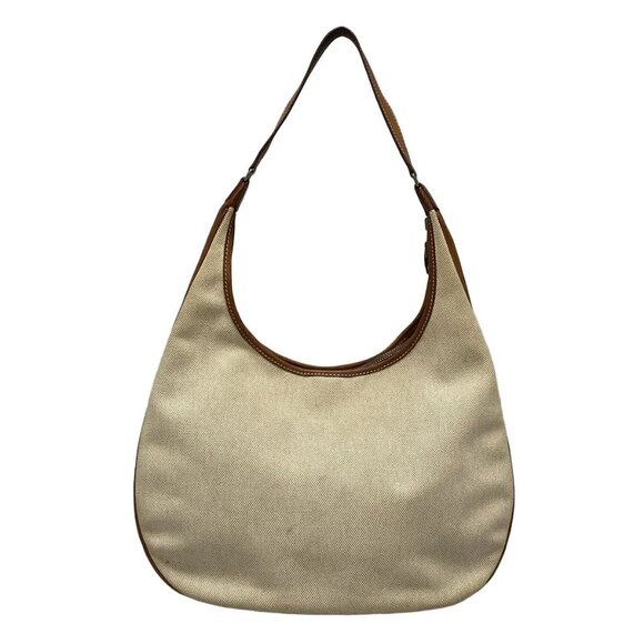 Auth HERMES Gao - Beige Brown Toile H Leather Square E Shoulder Bag - Picture 2 of 16